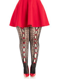 "Plus Sweetheart Striped Tights Black Red LA-9733XBRD1X2"