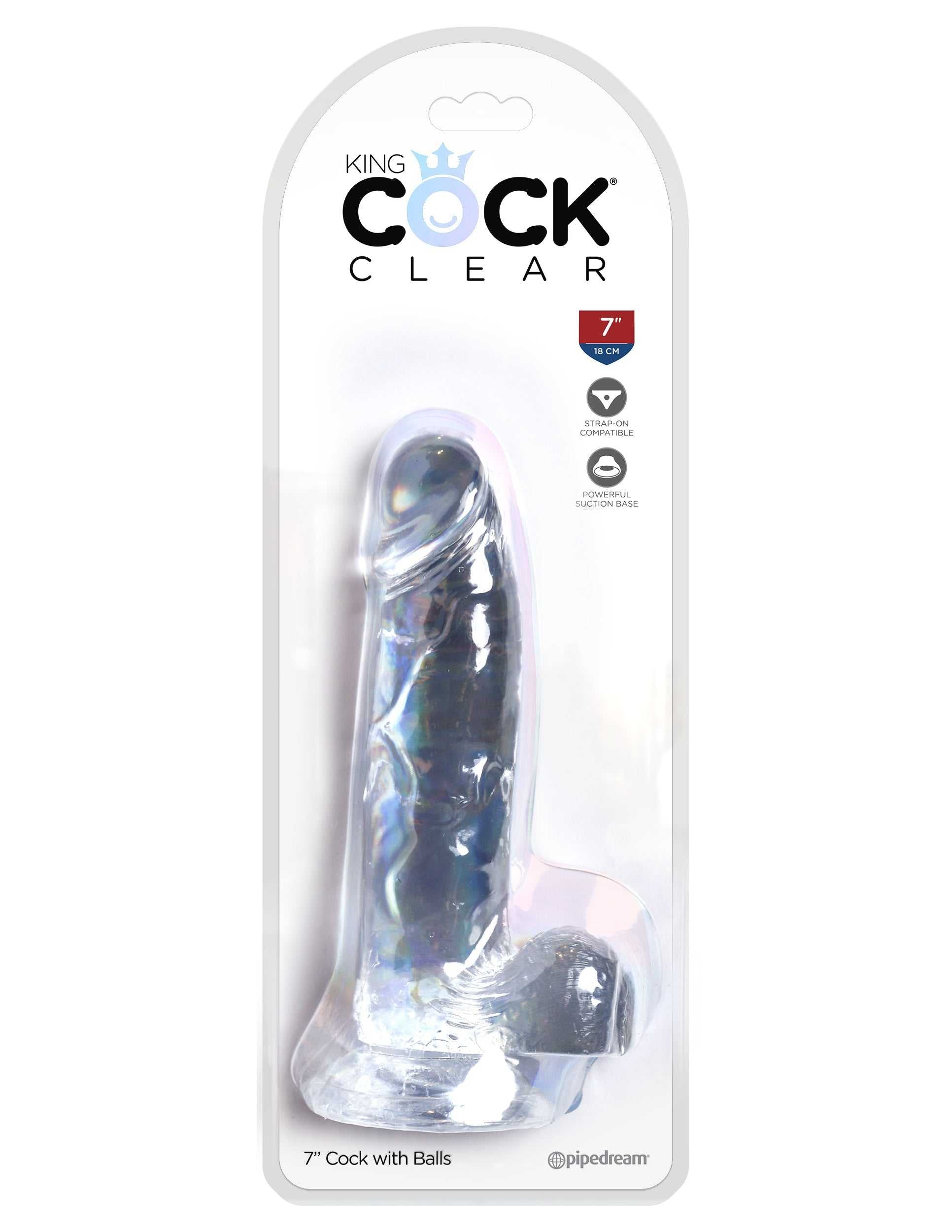 King Cock Clear 7 Inch Cock With Balls Luxe Ember Essentials