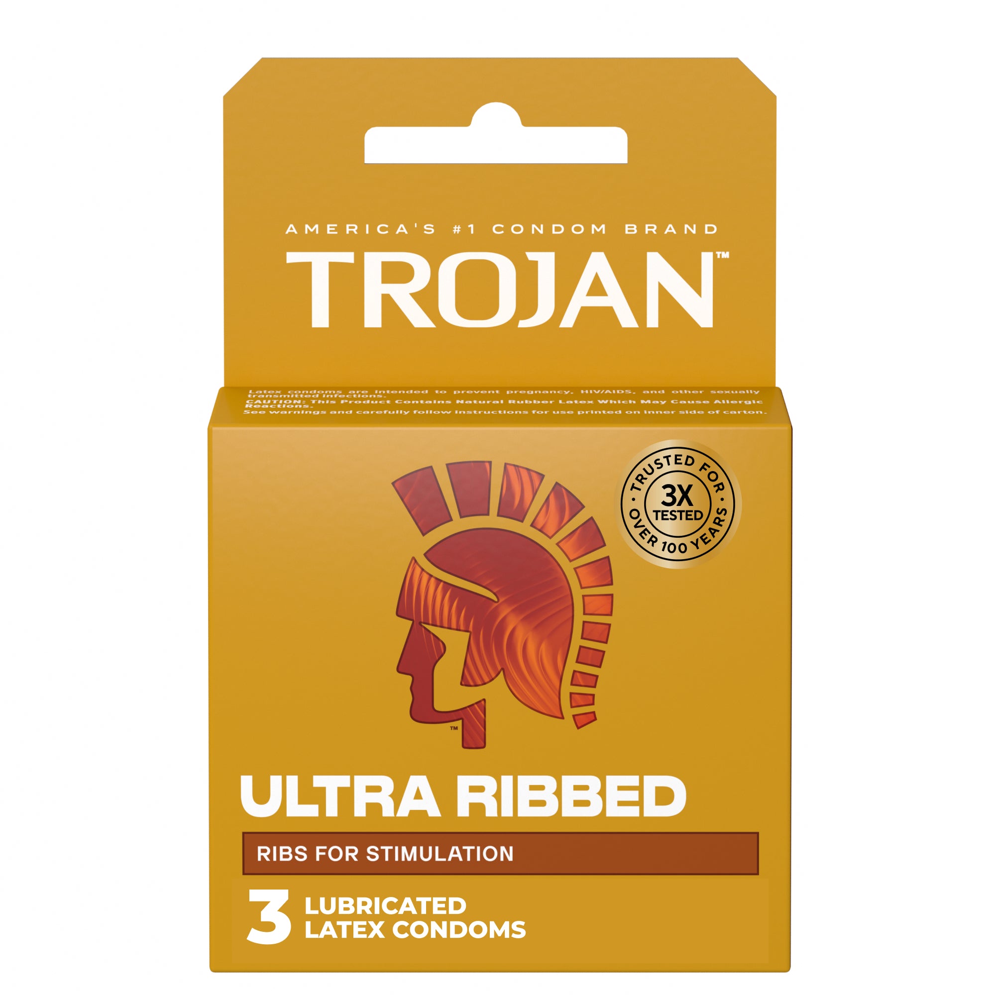 "Trojan Stimulations Ultra Ribbed Lubricated Condoms - 3 Pack TJ94050"
