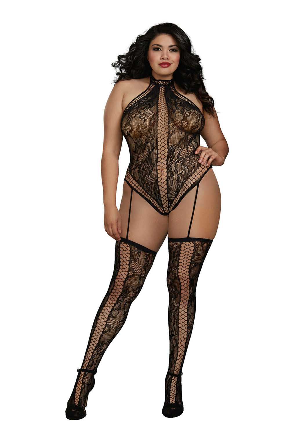 Teddy Bodystocking - Queen Size - Black Luxe Ember Essentials