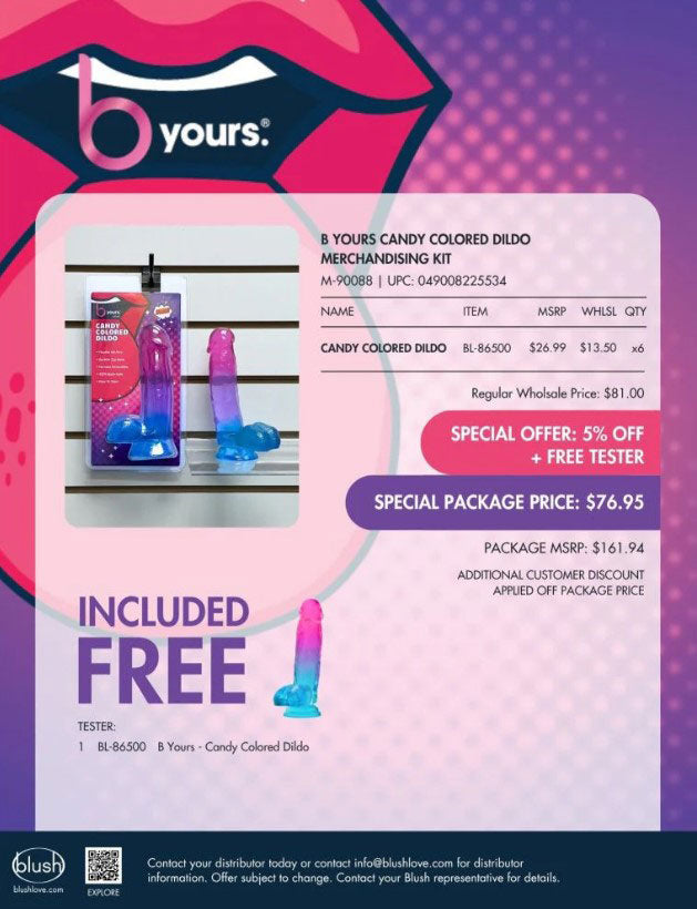 "B Yours Candy Colored Dildo Merchandising Kit M-90088"