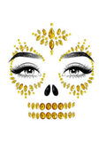 "Sugar Skull Adhesive Face Jewels Sticker - Gold LA-EYE039"