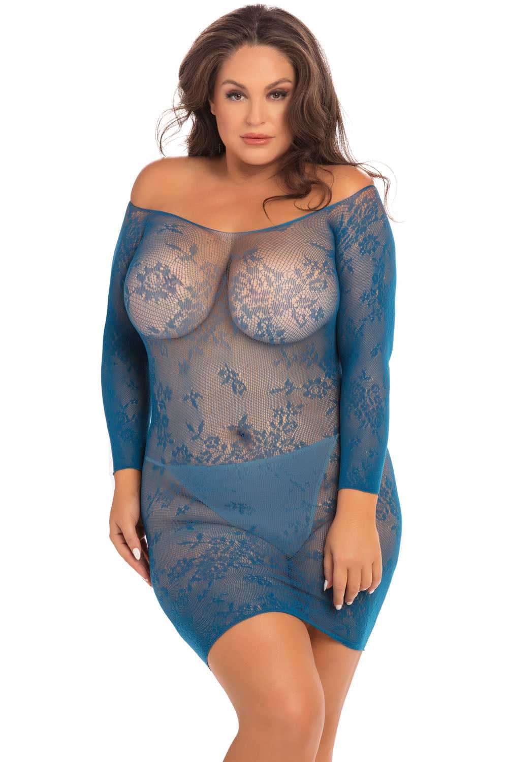 Open Season Off-Shoulder Mini Dress - Teal - 3x/4x Luxe Ember Essentials