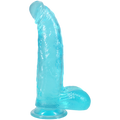 "Crystal Jellies - Curved Realistic Cock With Balls - 8 Inch Teal DJ0288-41-CD"