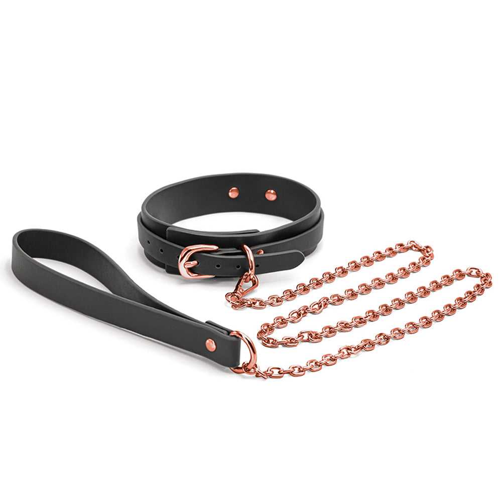 Bondage Couture - Collar and Leash - Black Luxe Ember Essentials