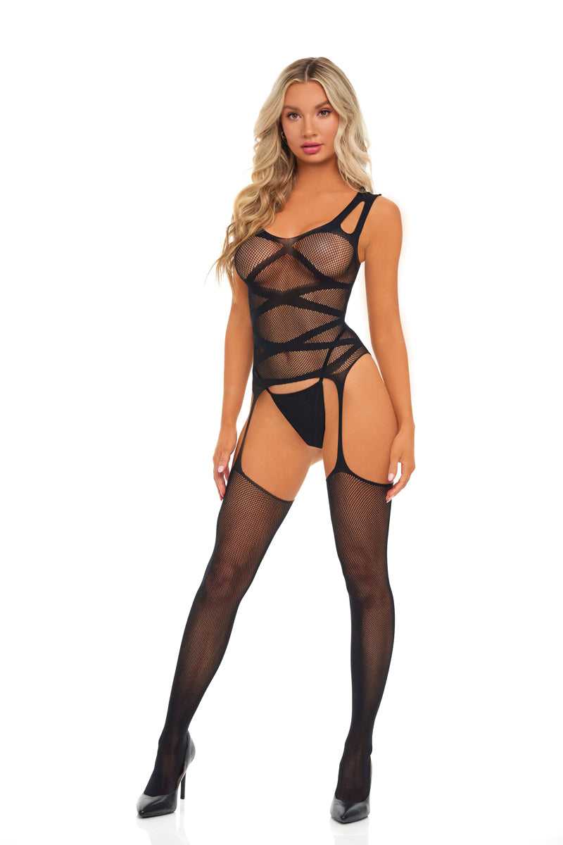 On Level High Bodystocking - One Size - Black Luxe Ember Essentials