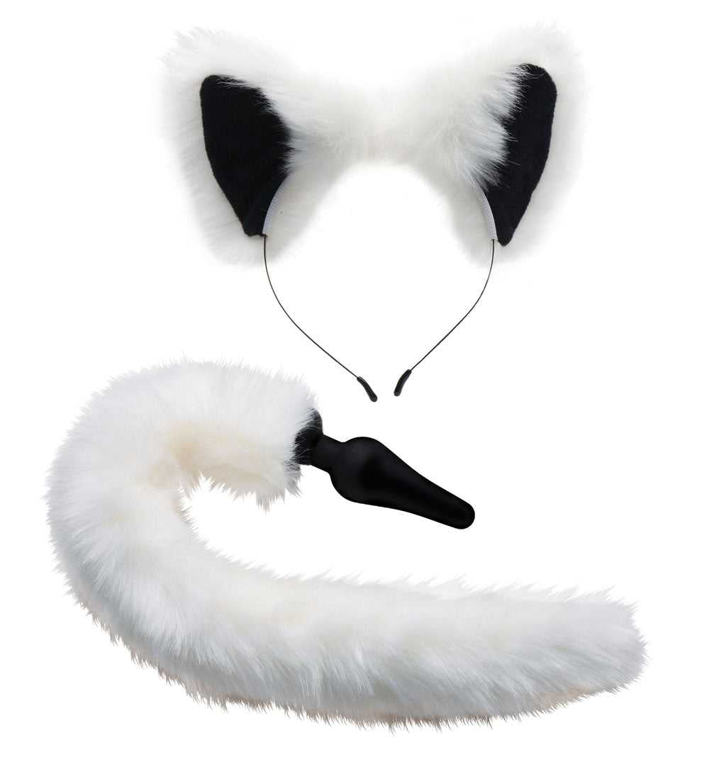 White Fox Tail Anal Plug and Ears Set Luxe Ember Essentials