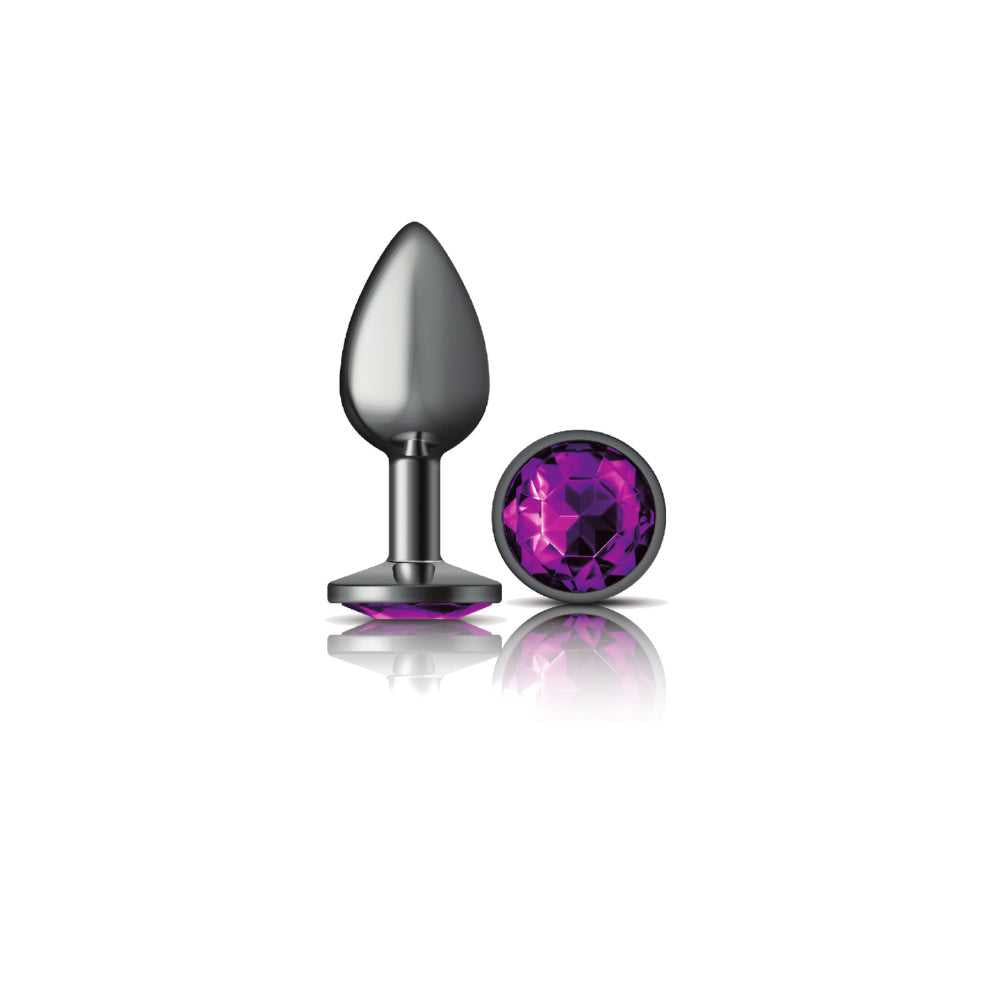 Purple Round Gem Gunmetal Metal Plug - Sm Luxe Ember Essentials
