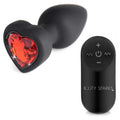 28x Silicone Vibrating Red Heart Anal Plug With Remote - Small Luxe Ember Essentials