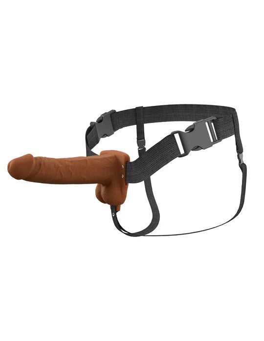 Fantasy X-Tensions Elite 7" Vibrating Hollow Silicone Strap-on - Brown Luxe Ember Essentials