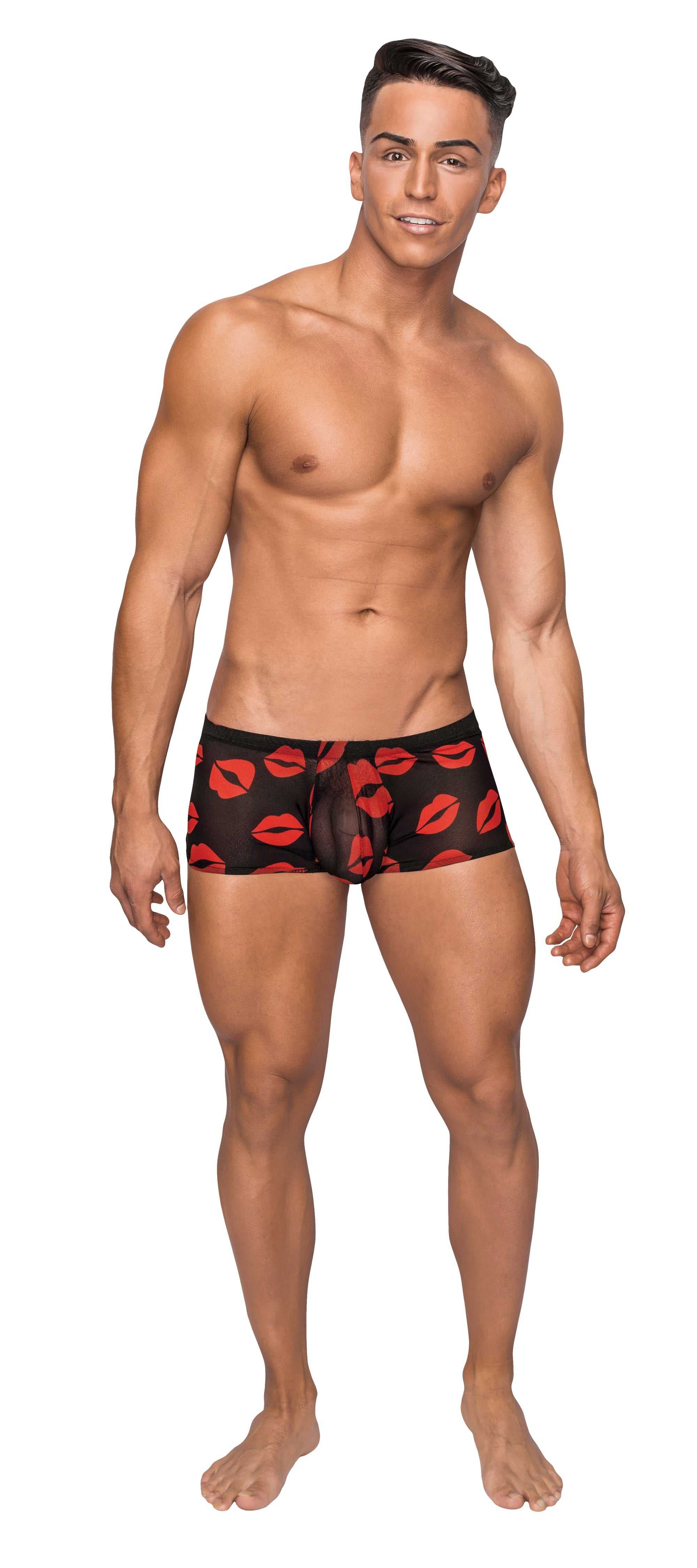 Kiss Me - Mini Short - Small - Sheer Lips Black Luxe Ember Essentials