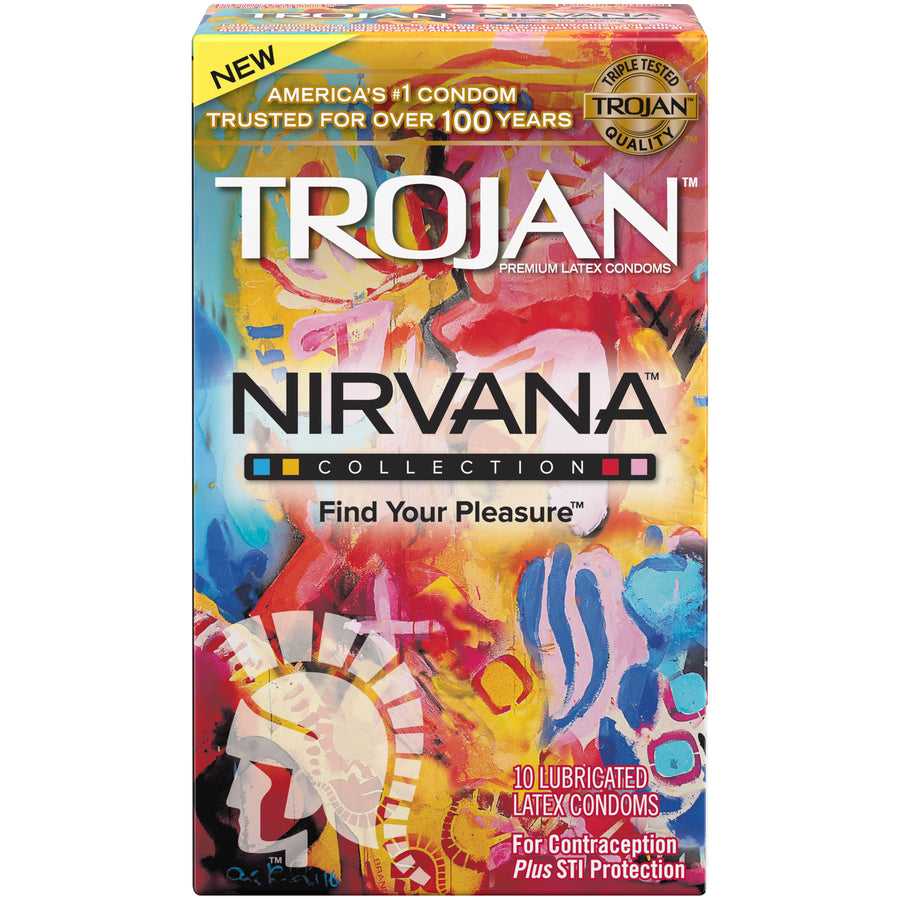 Trojan Nirvana - 10 Pack Assorted Lubricated Latex Condoms Luxe Ember Essentials