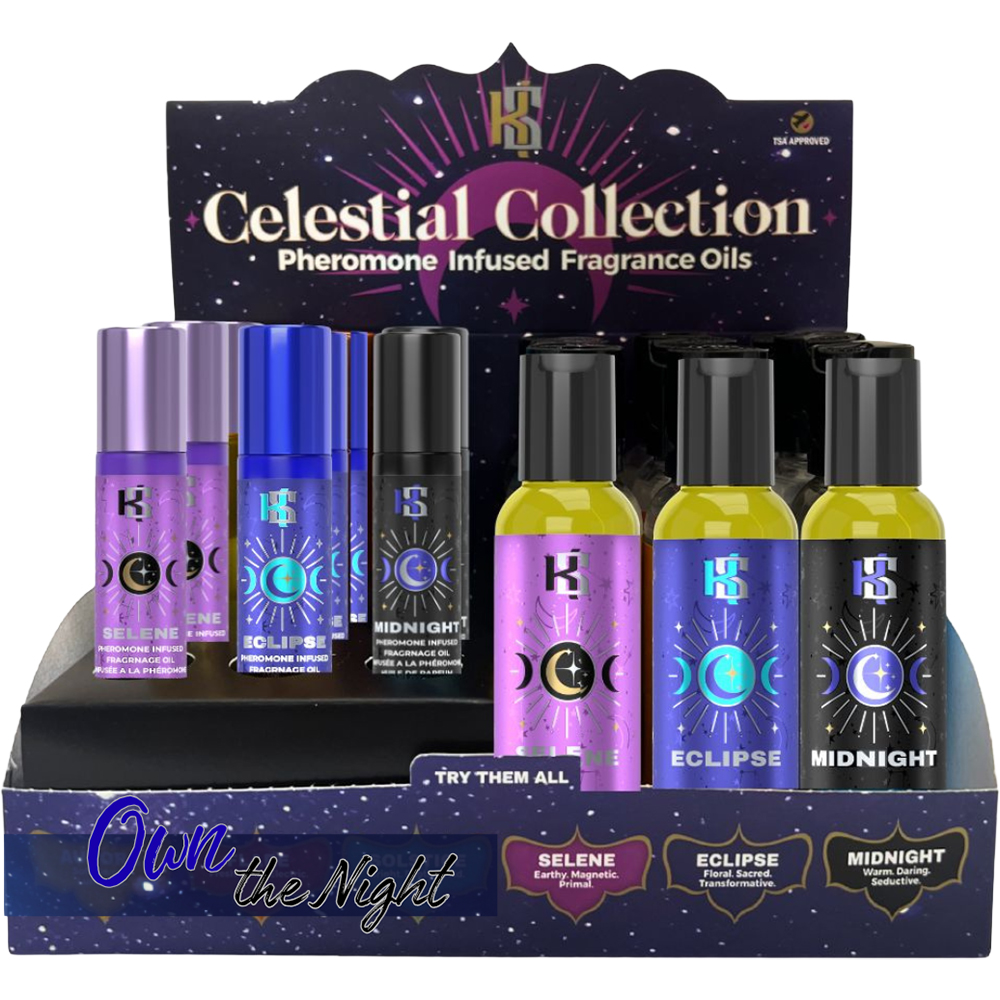 "Own the Night Pheromone Prepack Display 12 Roll-Ons and 12 Massage Oils KS12105"