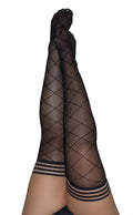 Anna - Diamond Thigh High - Size D - Black Luxe Ember Essentials