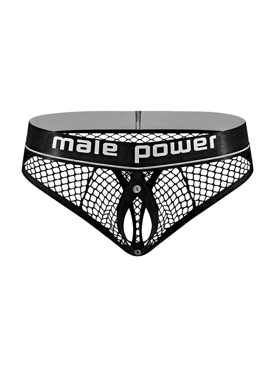 Cock Pit Net Cock Ring Thong - L/ XL - Black Luxe Ember Essentials
