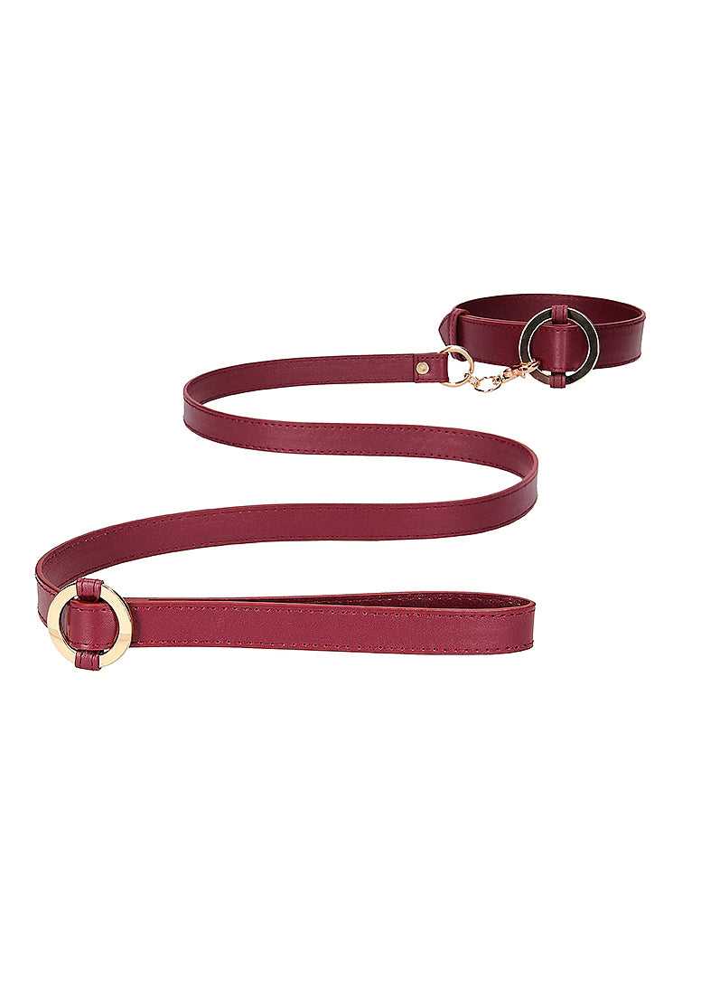 Ouch Halo - Collar With Leash - Burgundy Luxe Ember Essentials