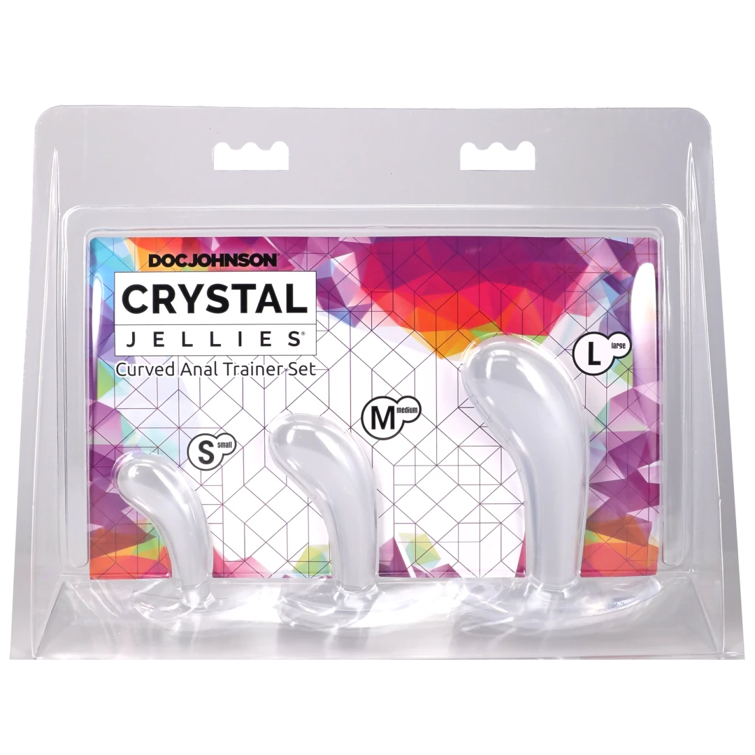"Crystal Jellies - Curved Anal Trainer Set Clear DJ0289-67-CD"