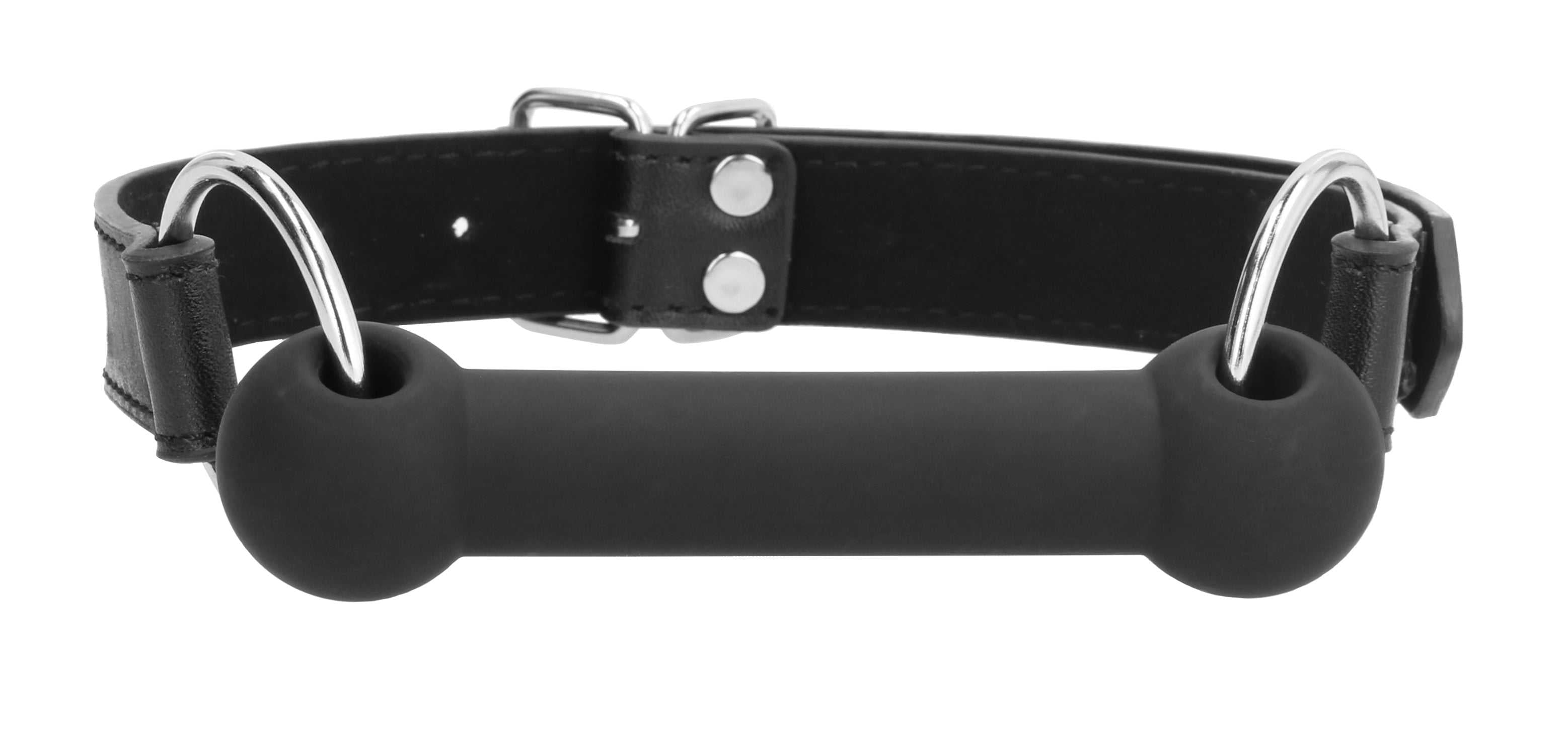 Silicone Bit Gag With Adjustable Bonded Leather Straps - Black Luxe Ember Essentials
