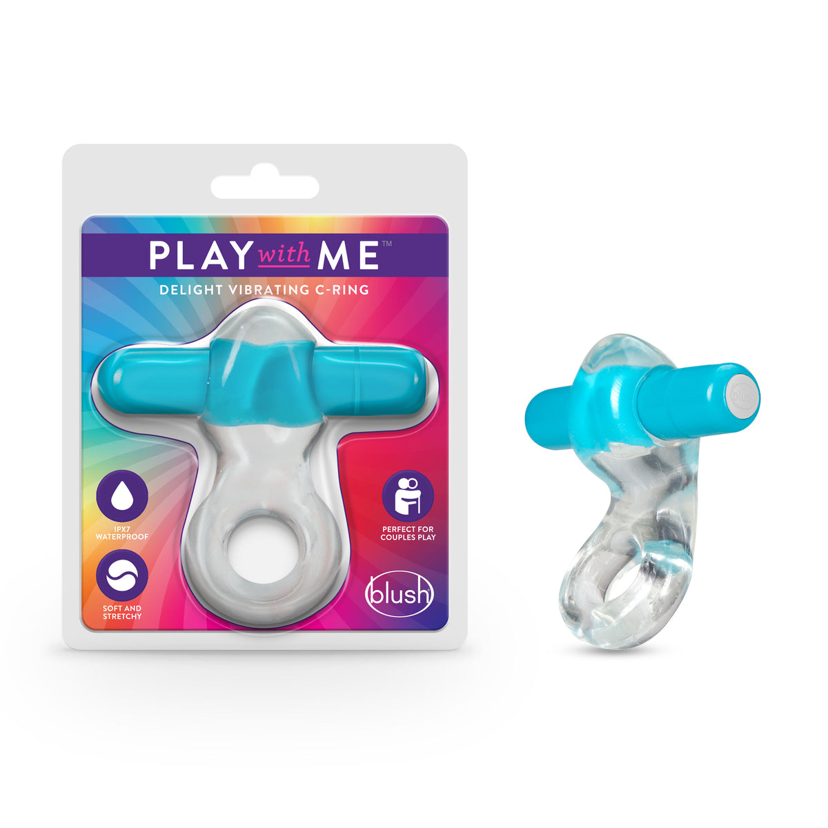 "Play With Me  Delight Vibrating C-Ring - Blue BL-74302"