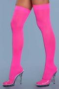 Opaque Nylon Thigh Highs - Neon Pink - One Size Luxe Ember Essentials