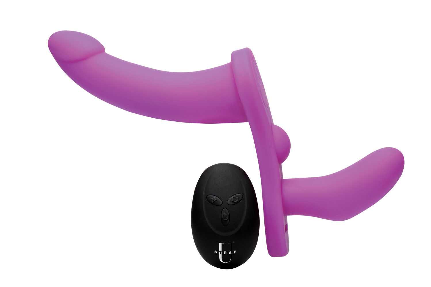 Double Take 10x Vibrating Double Penetration Adjustable Strap-on Purple Luxe Ember Essentials