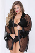Dotted Mesh Robe - Queen Size - Black Luxe Ember Essentials