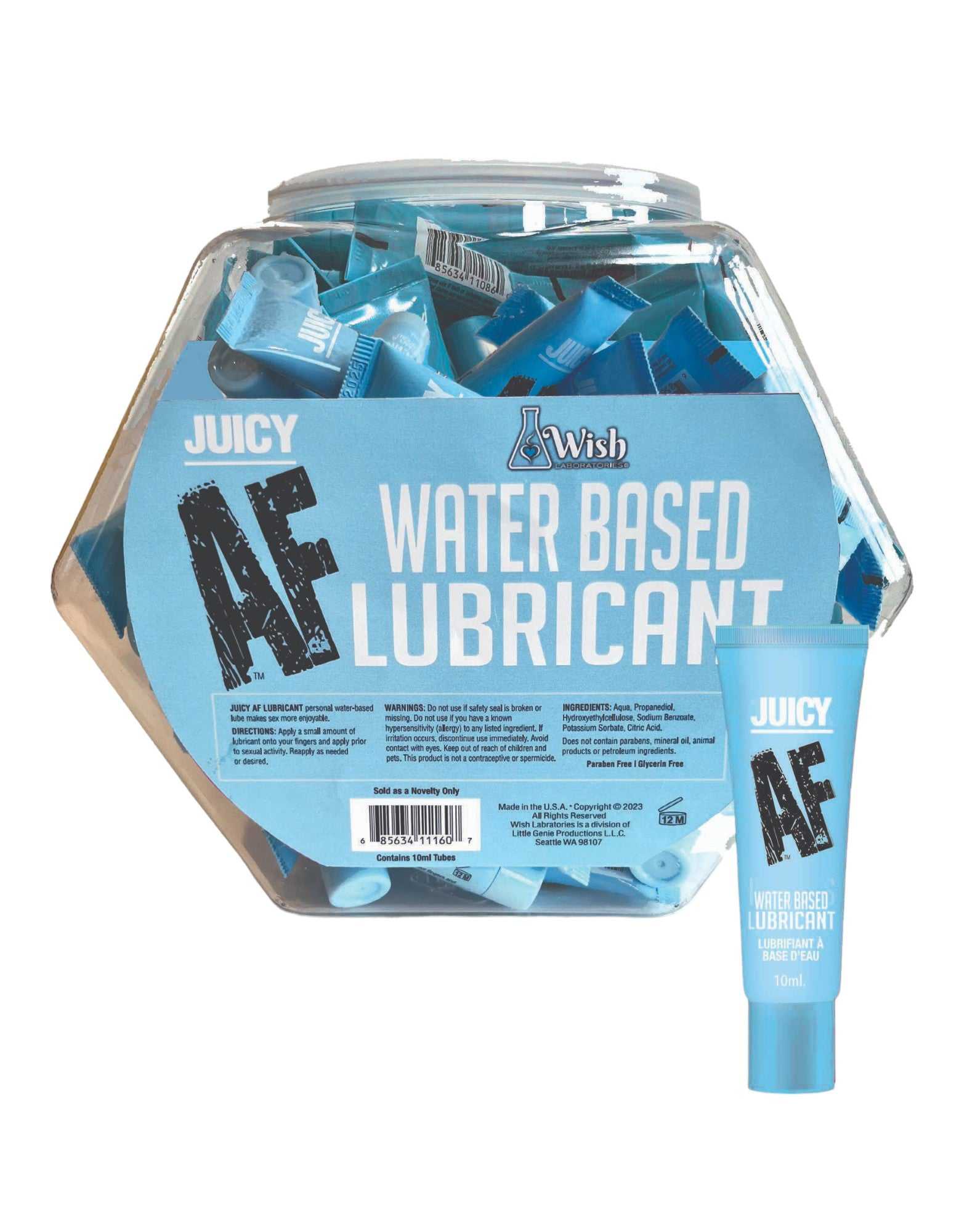 Juicy Af Water Based Lubricant - 10 ml - Pop Display of 65 Luxe Ember Essentials
