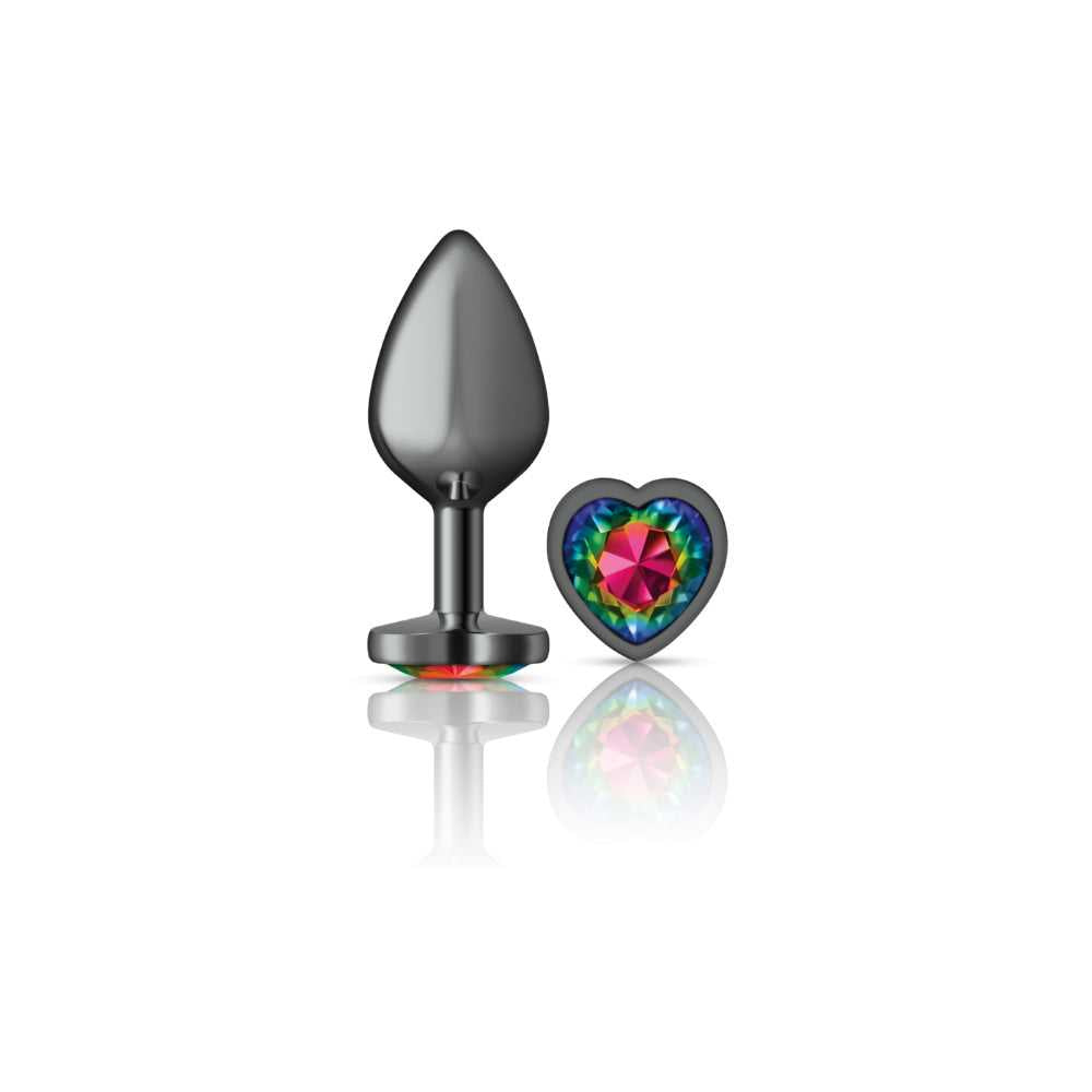 Rainbow Heart Gem Gunmetal Metal Plug - Md Luxe Ember Essentials