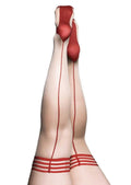 Whitney -Red Back Seam Thigh High - Size C - Nude Luxe Ember Essentials