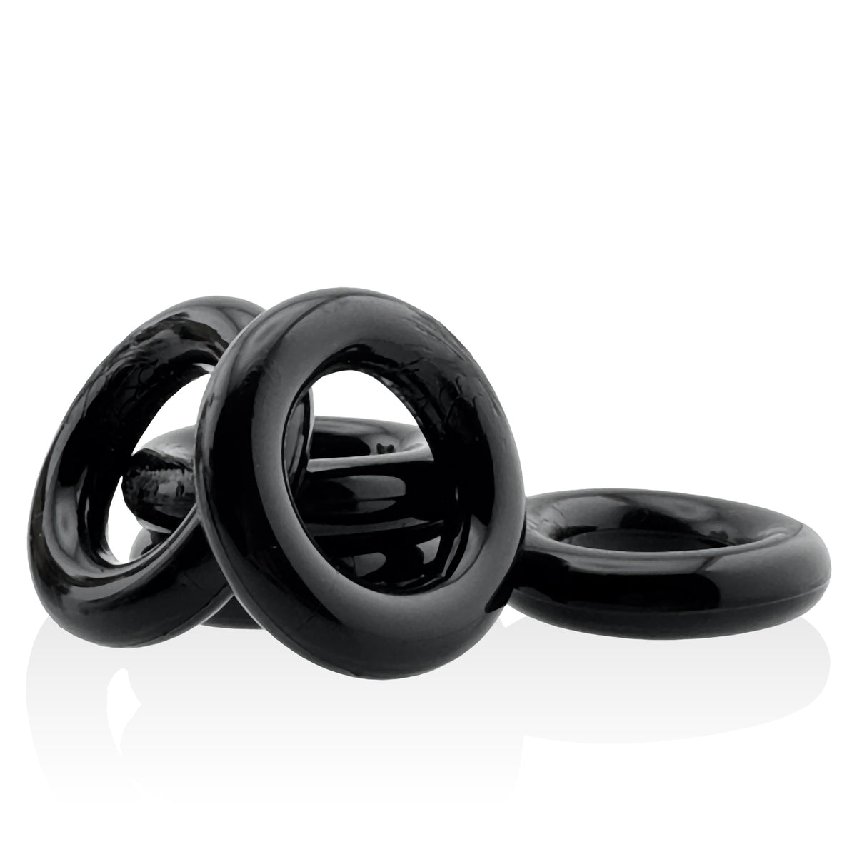 "Jacker 5-Stack Five-Pack Tube Super-Strong Cockrings Black HUJ-151-BLK"
