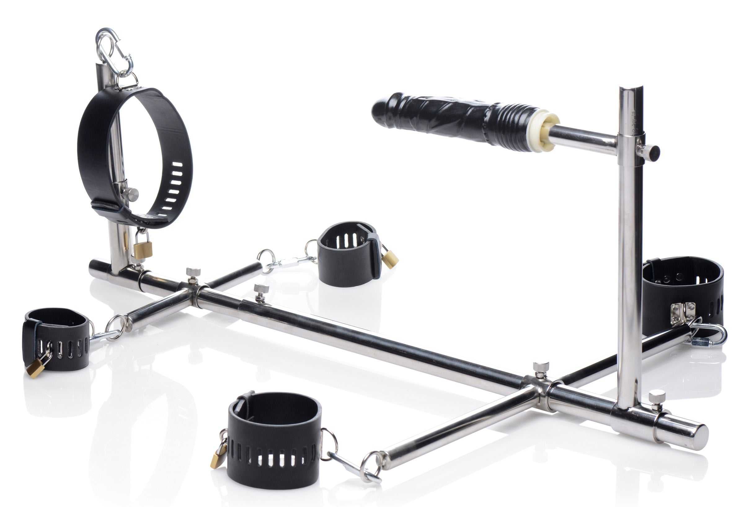 Imprisoned Metal Stockade With Dildo Luxe Ember Essentials