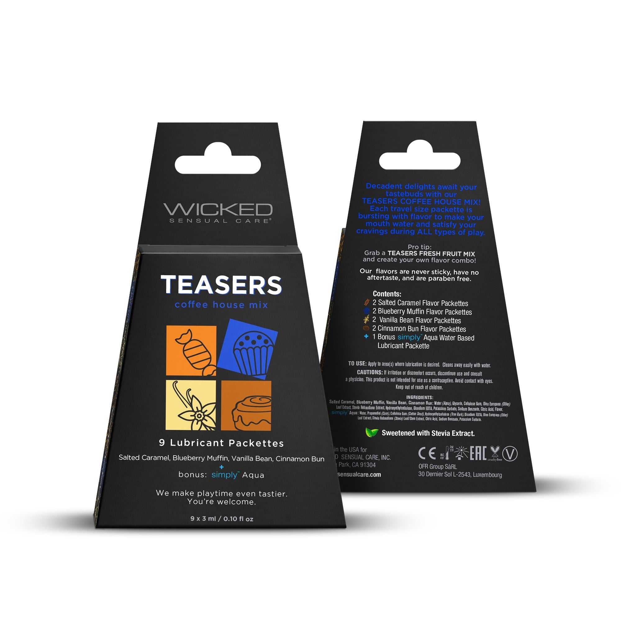 Teasers Coffee House Mix - 9 Lubricant Packettes - 2 Each Luxe Ember Essentials