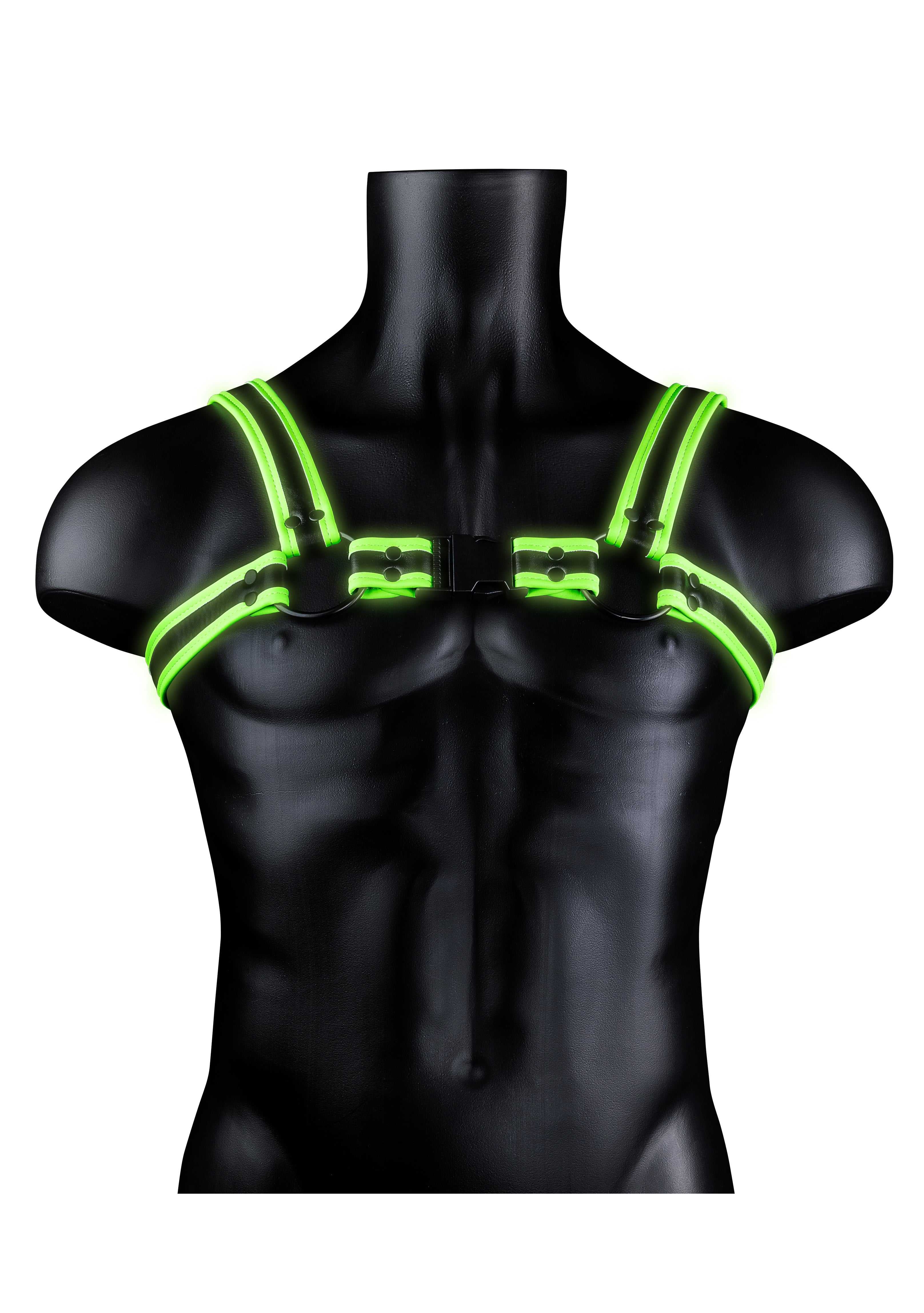 Bonded Leather Buckle Harness - Large/xlarge - Glow in the Dark Luxe Ember Essentials
