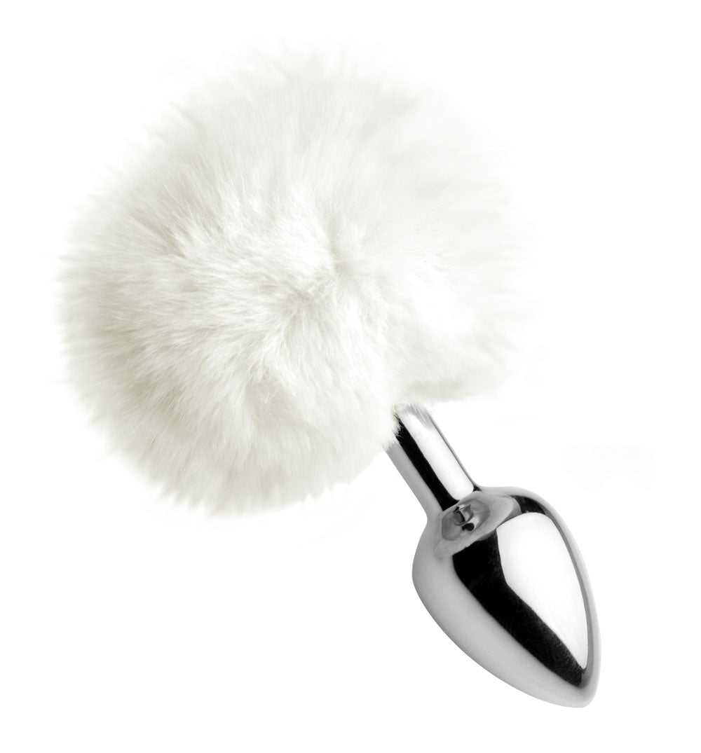 White Fluffy Bunny Tail Anal Plug Luxe Ember Essentials