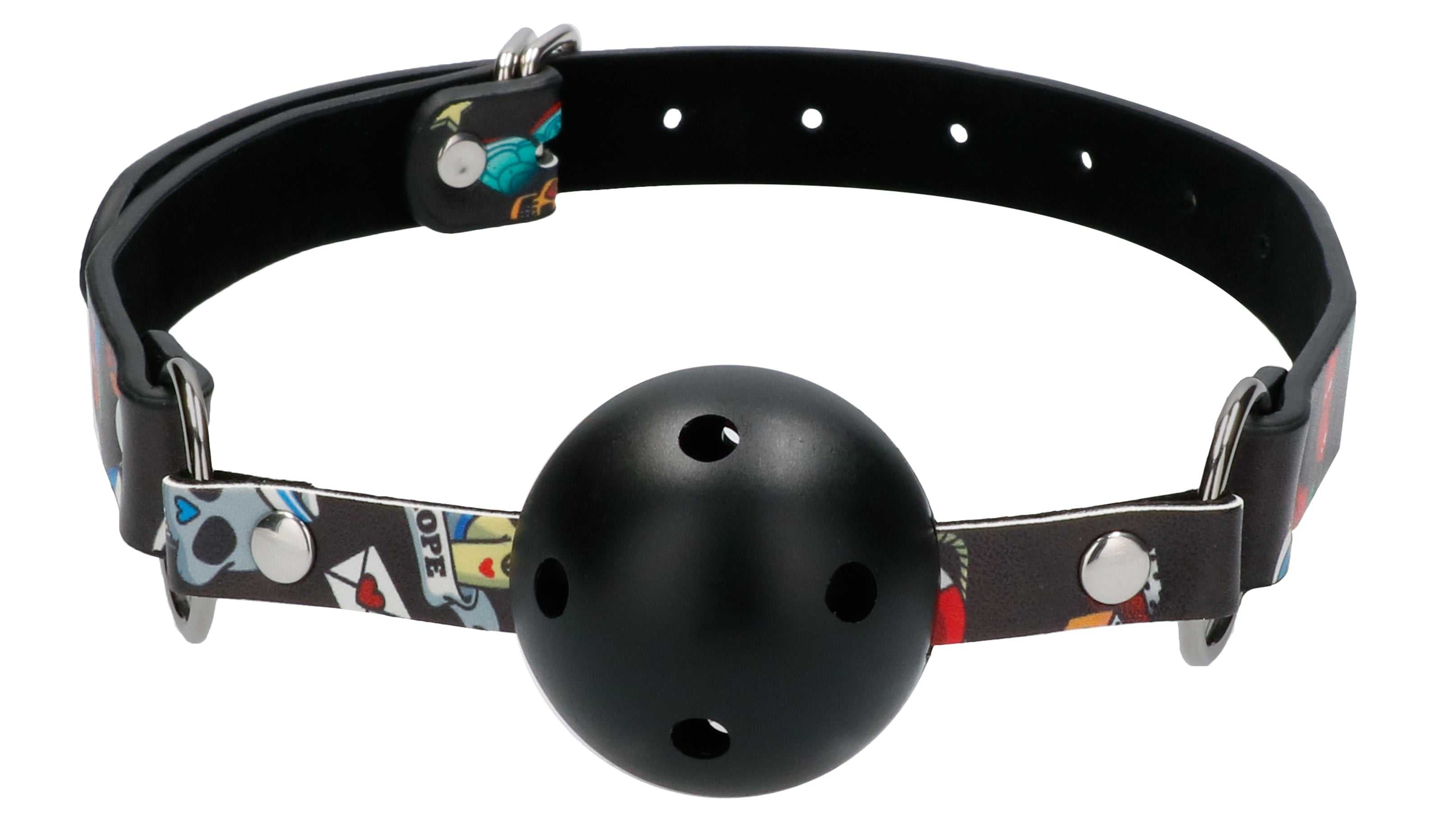 Breatheable Ball Gag - Old School Tattoo Style - Black Luxe Ember Essentials