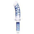 11 Inch Realistic Double Ended Glass Dildo With Handle - Blue/clear Luxe Ember Essentials