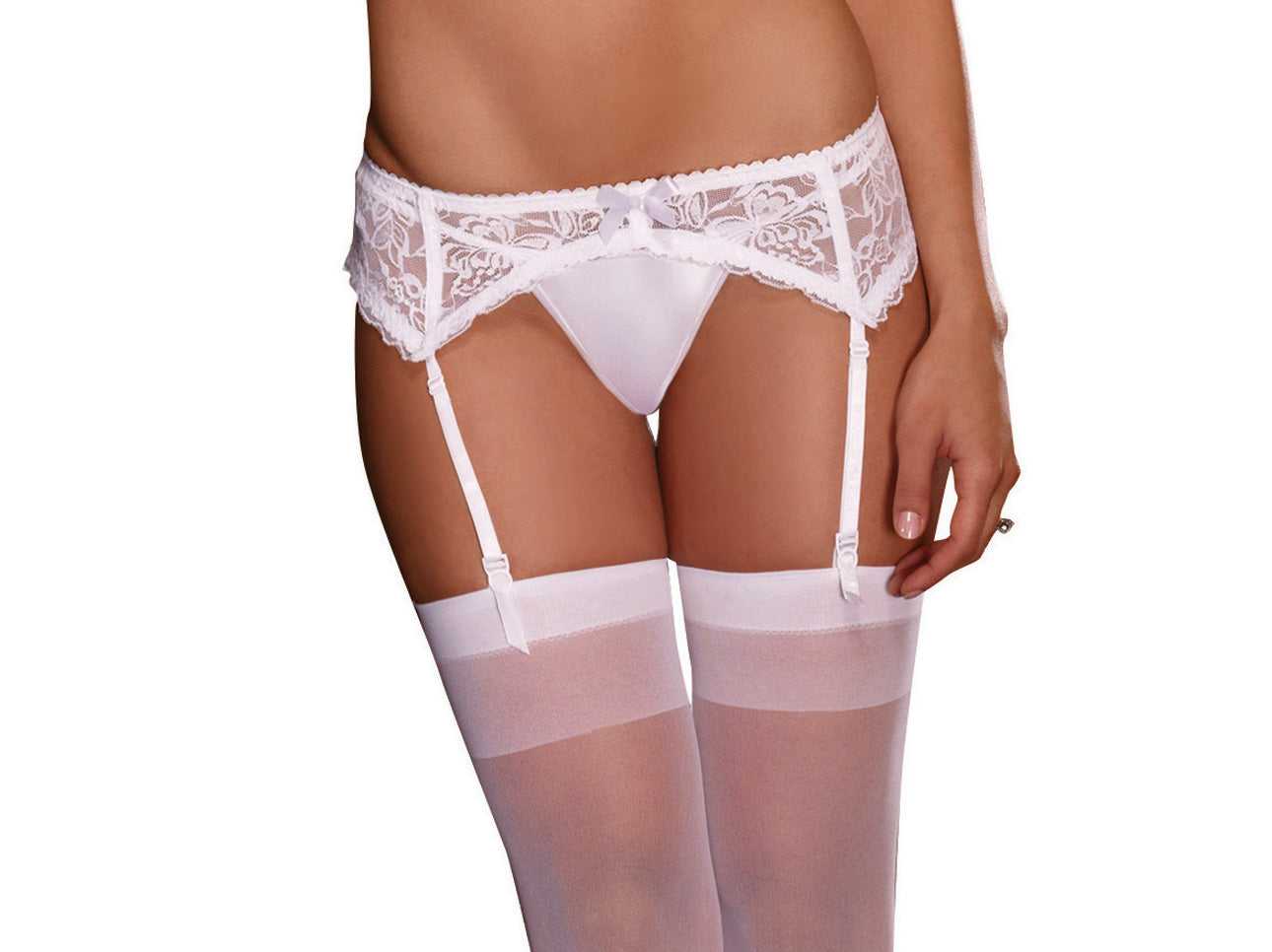 Lace Garterbelt - One Size - White Luxe Ember Essentials