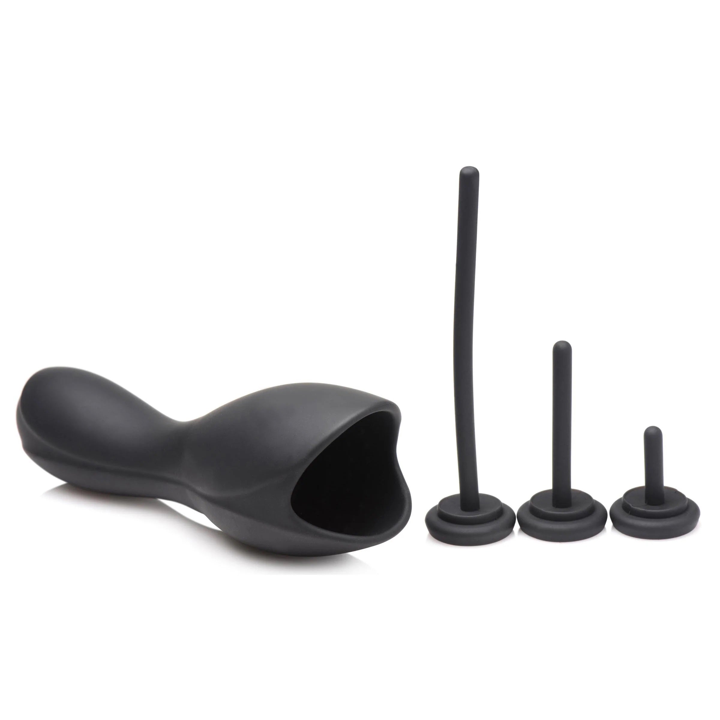10x Vibrating Penis Head Teaser With Urethral Sounds - Black Luxe Ember Essentials