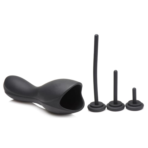 10x Vibrating Penis Head Teaser With Urethral Sounds - Black Luxe Ember Essentials