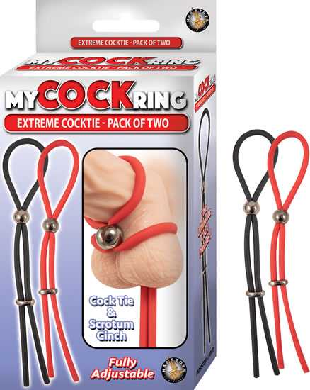 My Cockring Extreme Cocktie-Pack of Two - Black/ Red Luxe Ember Essentials