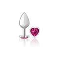 Bright Pink Heart Gem Silver Metal Plug - Md Luxe Ember Essentials